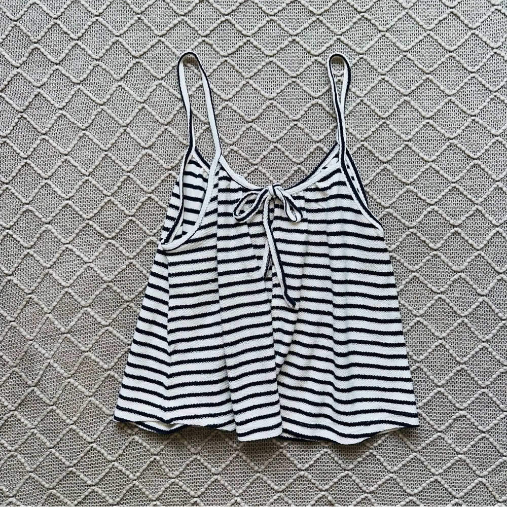 Large Striped Open Back Tank Top Cami L Summer Top